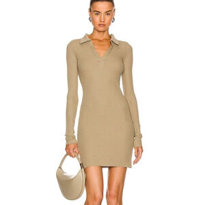 The Range Polo Mini Dress moss green sage thermal long sleeve women's sz small